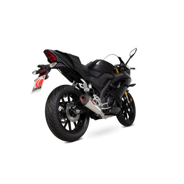 Scorpion Exhaust Yamaha YZF-R125 2019 - 2020 Serket Taper Full System Brushed Stainless Steel Sleeve
